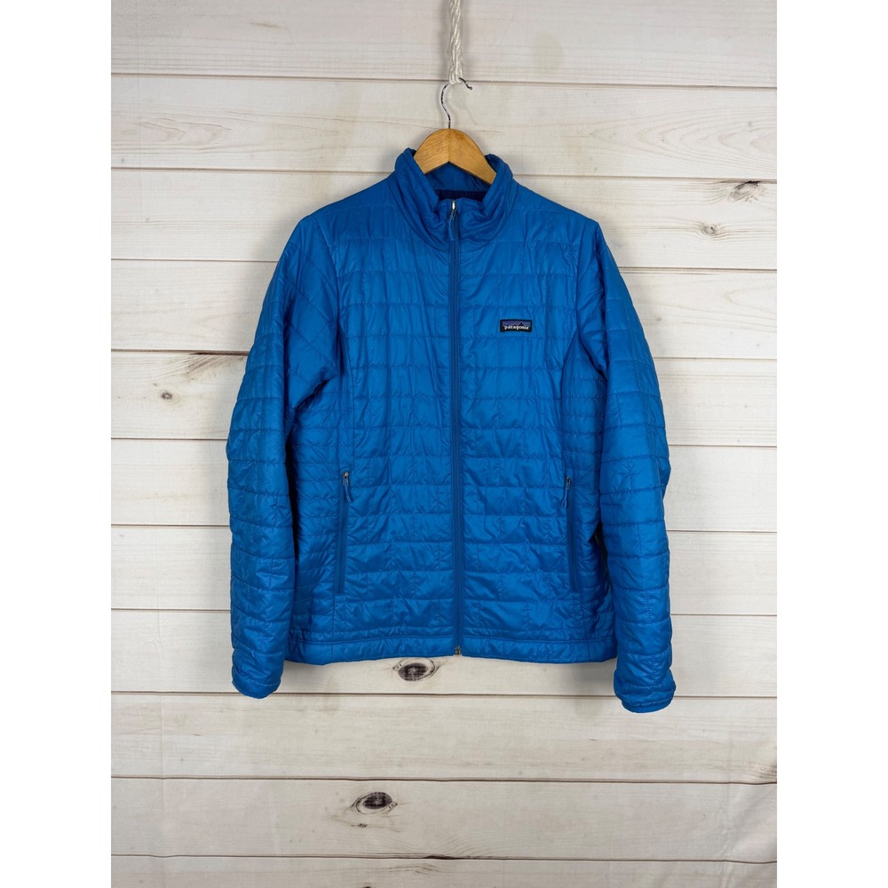 Patagonia Nano Puff Jacket Womens Large Blue Quilted Insulated Full Zip Puffer
